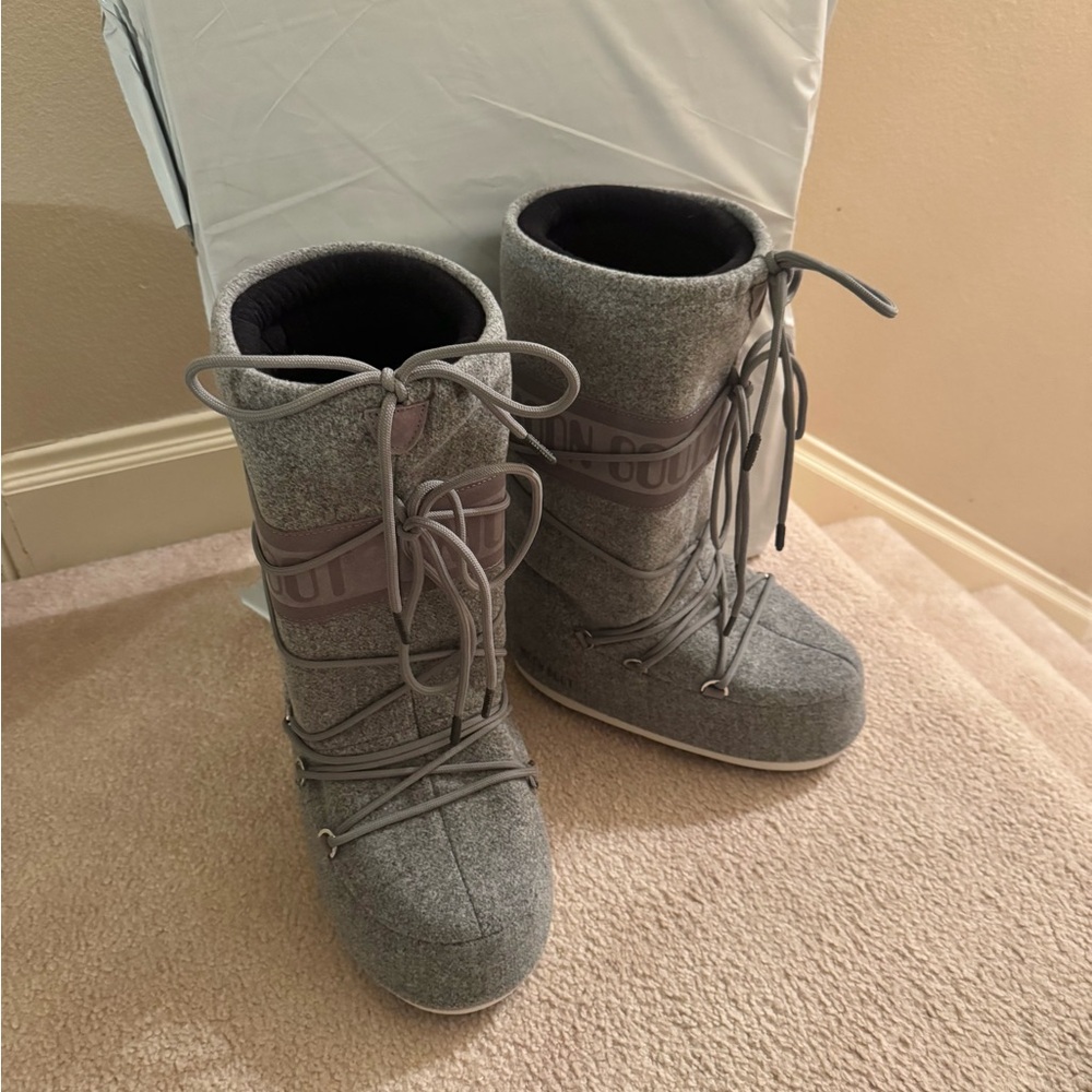 RARE - Moon Boot Icon Felt Grey | Women’s EU 39/40 / US 8.5 -9 | Apres Ski - Picture 8 of 9